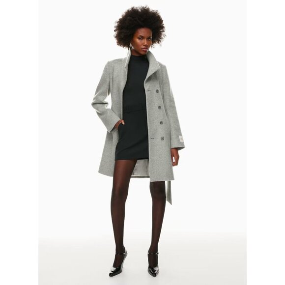 Aritzia BABATON Connor Heather Light Grey Virgin Wool Belted Wrap Coat, Size M - Picture 14 of 16